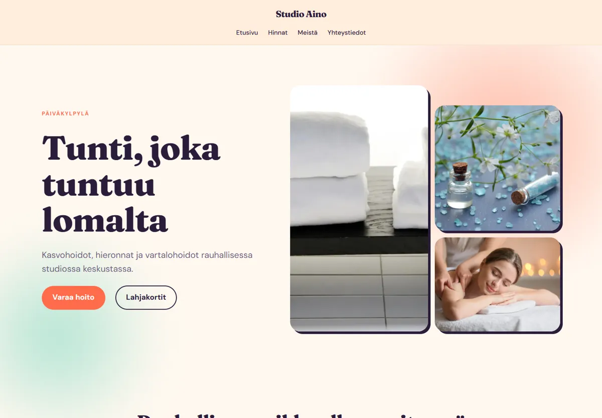 Example site: Beauty and wellbeing